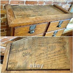 Antique Apothecary Cabinet 16 Drawer Oak Industrial Hardware Store File Cupboard