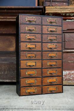 Antique Apothecary Cabinet 18 Multi Drawer nut bolt wood box brass pulls