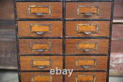 Antique Apothecary Cabinet 18 Multi Drawer nut bolt wood box brass pulls