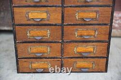 Antique Apothecary Cabinet 18 Multi Drawer nut bolt wood box brass pulls