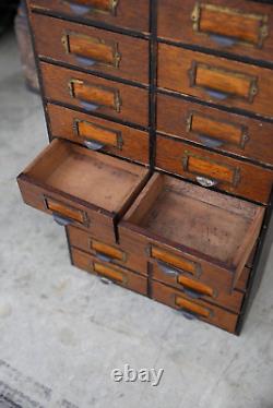 Antique Apothecary Cabinet 18 Multi Drawer nut bolt wood box brass pulls