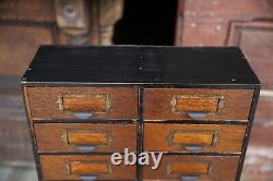 Antique Apothecary Cabinet 18 Multi Drawer nut bolt wood box brass pulls