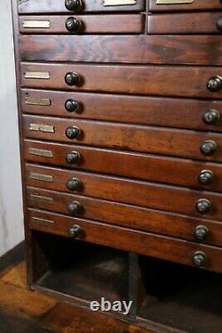 Antique Apothecary Cabinet 21 wood drawer storage Jewelry box arrow heads etc