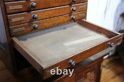 Antique Apothecary Cabinet 21 wood drawer storage Jewelry box arrow heads etc