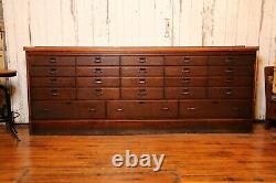 Antique Apothecary Cabinet 23 Drawer wood Store Counter Brass Handles drafting