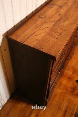 Antique Apothecary Cabinet 23 Drawer wood Store Counter Brass Handles drafting
