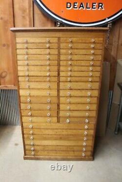 Antique Apothecary Cabinet 34 Drawer Wood Oak File Jewelry Art Map Cabinet L@@K
