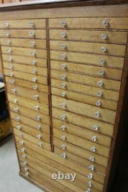 Antique Apothecary Cabinet 34 Drawer Wood Oak File Jewelry Art Map Cabinet L@@K