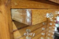 Antique Apothecary Cabinet 34 Drawer Wood Oak File Jewelry Art Map Cabinet L@@K