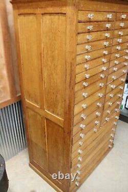 Antique Apothecary Cabinet 34 Drawer Wood Oak File Jewelry Art Map Cabinet L@@K