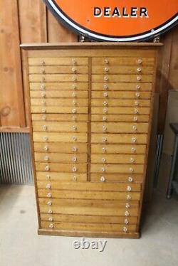 Antique Apothecary Cabinet 34 Drawer Wood Oak File Jewelry Art Map Cabinet L@@K