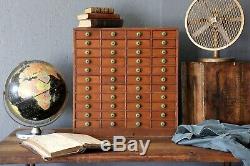 Antique Apothecary Cabinet 44 Drawer green knobs Vintage Wood Cubby Jewelry Box