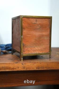 Antique Apothecary Cabinet Brass Watchmaker Industrial Drawer Organizer Vintage