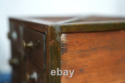 Antique Apothecary Cabinet Brass Watchmaker Industrial Drawer Organizer Vintage