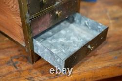 Antique Apothecary Cabinet Brass Watchmaker Industrial Drawer Organizer Vintage