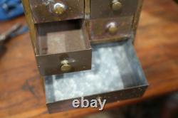 Antique Apothecary Cabinet Brass Watchmaker Industrial Drawer Organizer Vintage