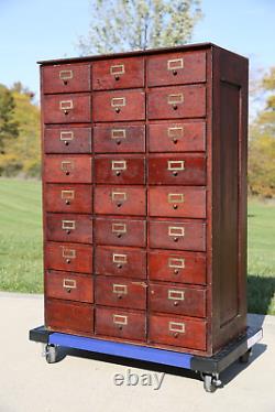 Antique Apothecary Cabinet Card Catalog Cubby Wood File Hardware Cabinet Chest