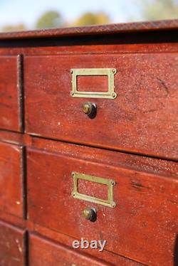 Antique Apothecary Cabinet Card Catalog Cubby Wood File Hardware Cabinet Chest