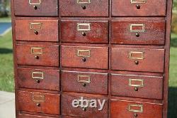 Antique Apothecary Cabinet Card Catalog Cubby Wood File Hardware Cabinet Chest