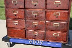 Antique Apothecary Cabinet Card Catalog Cubby Wood File Hardware Cabinet Chest