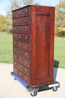 Antique Apothecary Cabinet Card Catalog Cubby Wood File Hardware Cabinet Chest