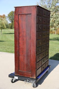 Antique Apothecary Cabinet Card Catalog Cubby Wood File Hardware Cabinet Chest