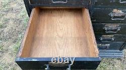 Antique Apothecary Cabinet Country Store Studio File Card Catalog Black Wood