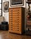 Antique Apothecary Cabinet Industrial Wood Drawer Oak Architect Flat File Vtg