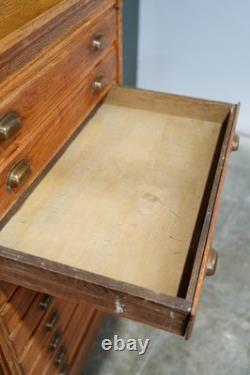 Antique Apothecary Cabinet Industrial Wood drawer Oak Architect Flat File Vtg