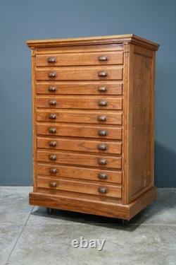 Antique Apothecary Cabinet Industrial Wood drawer Oak Architect Flat File Vtg