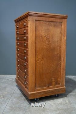 Antique Apothecary Cabinet Industrial Wood drawer Oak Architect Flat File Vtg