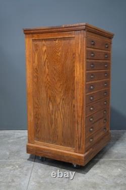 Antique Apothecary Cabinet Industrial Wood drawer Oak Architect Flat File Vtg