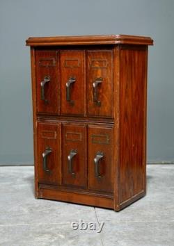 Antique Apothecary Cabinet Ledger Book Holder Vintage Wood drawer File Cabinet
