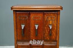 Antique Apothecary Cabinet Ledger Book Holder Vintage Wood drawer File Cabinet