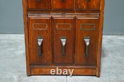 Antique Apothecary Cabinet Ledger Book Holder Vintage Wood drawer File Cabinet