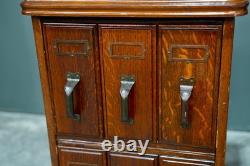 Antique Apothecary Cabinet Ledger Book Holder Vintage Wood drawer File Cabinet
