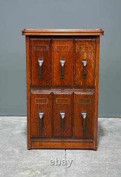 Antique Apothecary Cabinet Ledger Book Holder Vintage Wood drawer File Cabinet