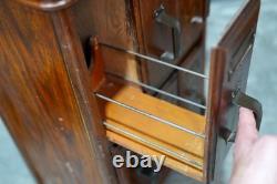 Antique Apothecary Cabinet Ledger Book Holder Vintage Wood drawer File Cabinet