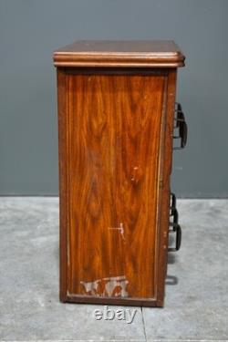 Antique Apothecary Cabinet Ledger Book Holder Vintage Wood drawer File Cabinet