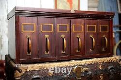 Antique Apothecary Cabinet Metal file storage drawer with brass hardware vintage