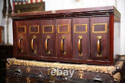 Antique Apothecary Cabinet Metal file storage drawer with brass hardware vintage