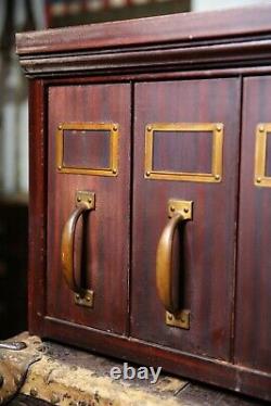 Antique Apothecary Cabinet Metal file storage drawer with brass hardware vintage