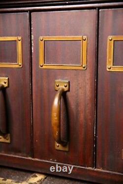 Antique Apothecary Cabinet Metal file storage drawer with brass hardware vintage