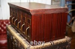 Antique Apothecary Cabinet Metal file storage drawer with brass hardware vintage