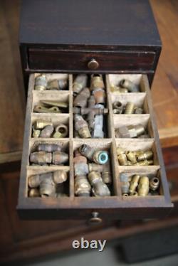 Antique Apothecary Cabinet Niehoff parts Wood drawer vintage automotive counter