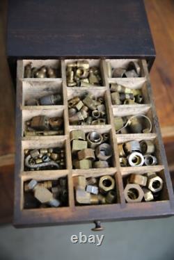 Antique Apothecary Cabinet Niehoff parts Wood drawer vintage automotive counter