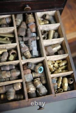 Antique Apothecary Cabinet Niehoff parts Wood drawer vintage automotive counter