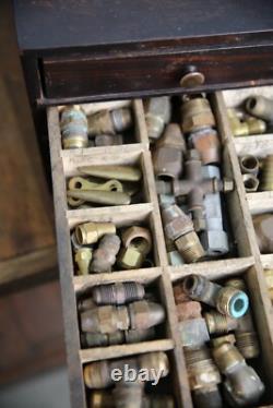 Antique Apothecary Cabinet Niehoff parts Wood drawer vintage automotive counter