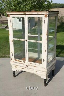 Antique Apothecary Cabinet Oak Wood Display Case Country Store Kitchen Primitive