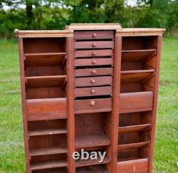 Antique Apothecary Cabinet Schoolhouse Wood Cubby Drawer Slot Whisky Crate Vtg